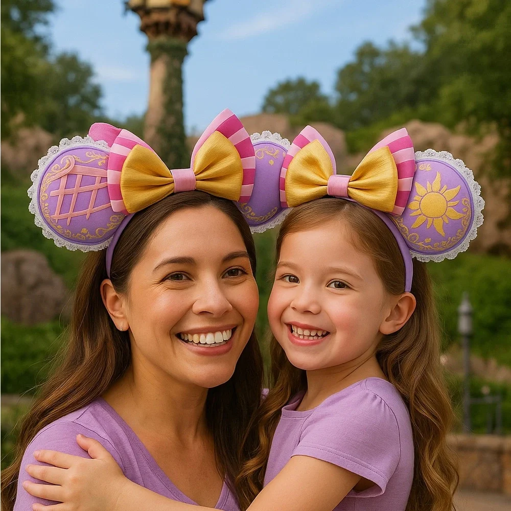 Disney Parks Rapunzel Tangled Princess Purple Gold Bow Minnie Mouse Ear Headband